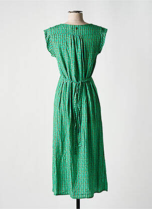 Robe longue imprimé fantaisie manches courtes vert DIPLODOCUS femme
