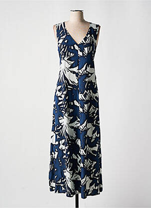 Robe longue imprimé fantaisie sans manche bleu ORTO BOTANICO femme