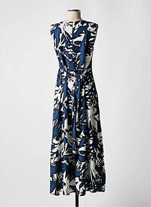 Robe longue imprimé fantaisie sans manche bleu ORTO BOTANICO femme