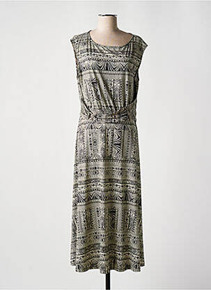 Robe longue imprimé fantaisie sans manche vert K-DESIGN femme