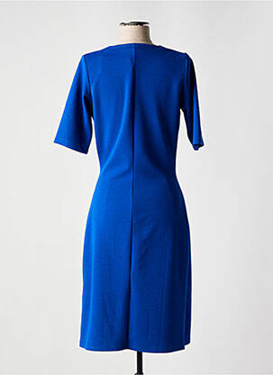 Robe mi-longue tissage crêpe manches courtes bleu GREGORY PAT femme
