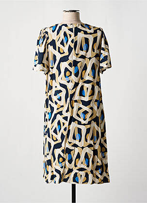 Robe mi-longue coupe fluide manches courtes beige SIGNE NATURE femme