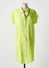 Robe mi-longue coupe fluide manches courtes vert SIGNE NATURE femme