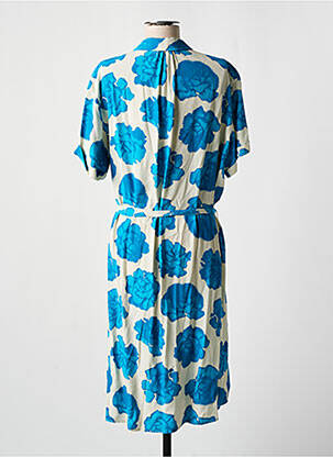 Robe mi-longue imprimé fleurs manches courtes bleu FABIENNE CHAPOT femme