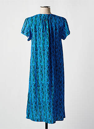 Robe mi-longue coupe fluide manches courtes bleu DIPLODOCUS femme