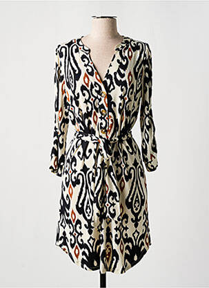 Robe mi-longue manches 3/4 manches 3/4 beige K-DESIGN femme