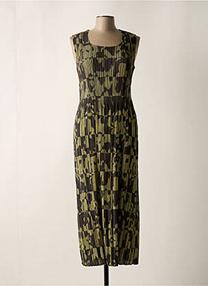 Robe longue imprimé fantaisie sans manche vert LEO & UGO femme