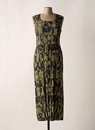 Robe longue imprimé fantaisie sans manche vert LEO & UGO femme