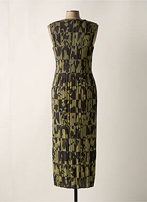 Robe longue imprimé fantaisie sans manche vert LEO & UGO femme