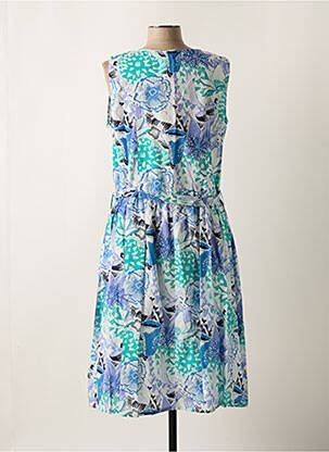 Robe mi-longue imprimé fleurs sans manche bleu AGATHE & LOUISE femme