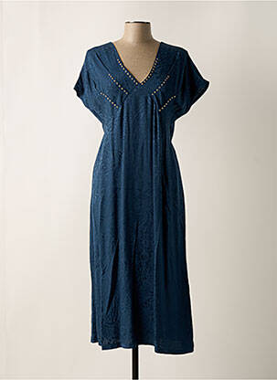 Robe mi-longue manches courtes manches courtes bleu ANDAM femme