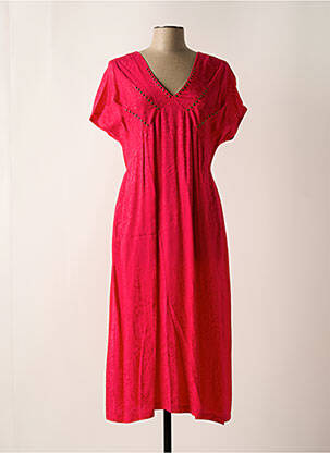 Robe mi-longue manches courtes manches courtes rose ANDAM femme