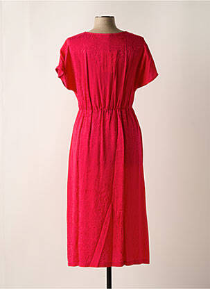Robe mi-longue manches courtes manches courtes rose ANDAM femme