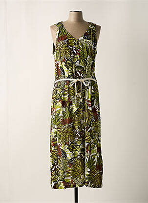 Robe longue tissage crêpe sans manche vert DIANE LAURY femme