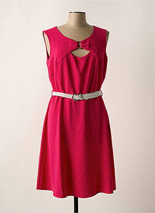 Robe mi-longue tissage crêpe sans manche rose CHRISTINE LAURE femme