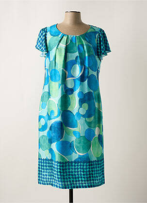Robe mi-longue manches courtes manches courtes bleu ESTEL COLLECTION femme