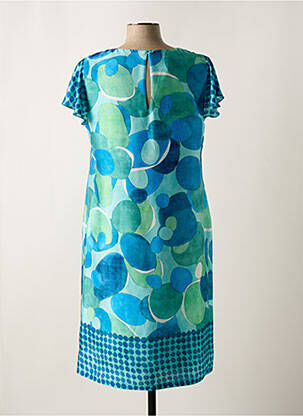 Robe mi-longue manches courtes manches courtes bleu ESTEL COLLECTION femme