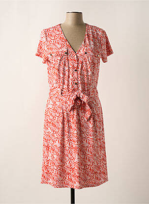 Robe mi-longue imprimé fleurs manches courtes orange K-DESIGN femme