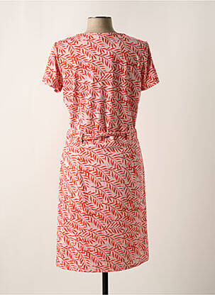 Robe mi-longue imprimé fleurs manches courtes orange K-DESIGN femme
