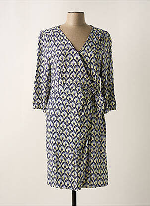 Robe mi-longue manches 3/4 manches 3/4 bleu JULIE GUERLANDE femme