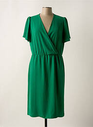 Robe mi-longue tissage crêpe manches courtes vert TINTA STYLE femme
