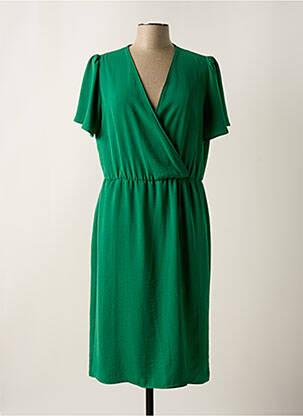 Robe mi-longue tissage crêpe manches courtes vert TINTA STYLE femme