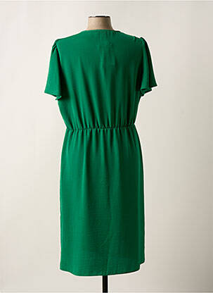 Robe mi-longue tissage crêpe manches courtes vert TINTA STYLE femme