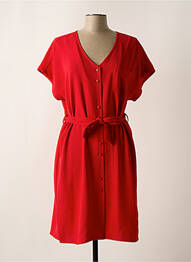 Robe mi-longue coupe fluide manches courtes rouge ANDAM femme