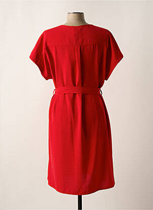 Robe mi-longue coupe fluide manches courtes rouge ANDAM femme
