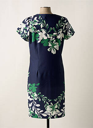 Robe mi-longue imprimé fleurs manches courtes bleu GREGORY PAT femme