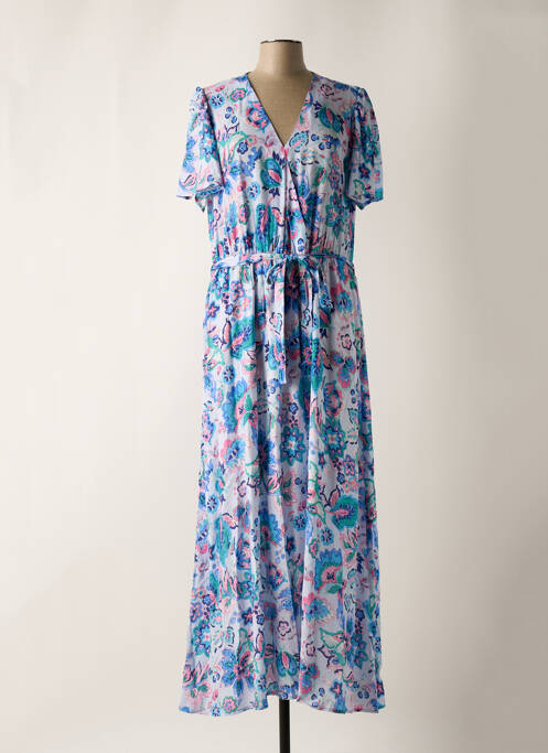 Robe longue manches courtes manches courtes bleu C'EST BEAU LA VIE femme