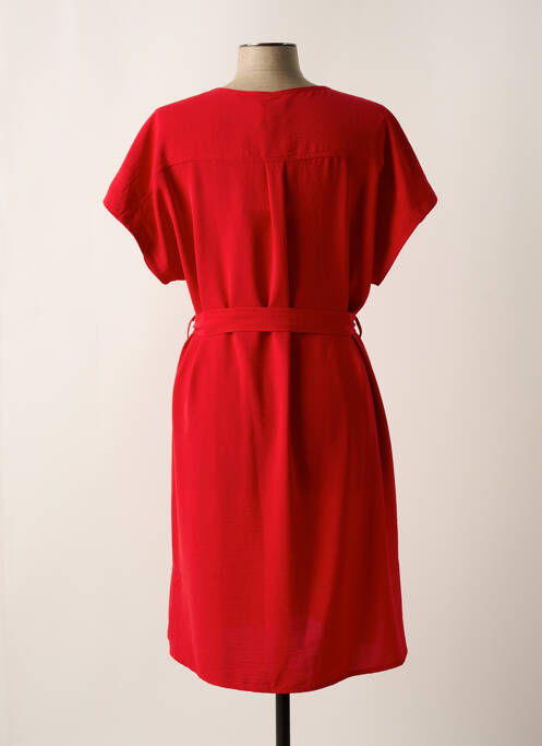 Robe mi-longue coupe fluide manches courtes rouge ANDAM femme