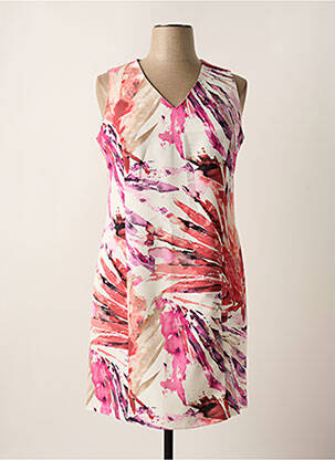 Robe mi-longue imprimé fantaisie sans manche rose GREGORY PAT femme