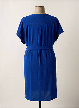 Robe mi-longue coupe fluide manches courtes bleu ANDAM femme