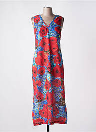 Robe longue imprimé fleurs sans manche rouge MALOKA femme