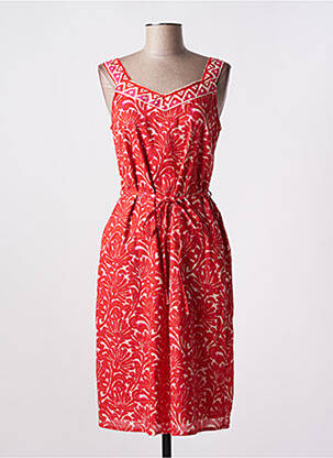 Robe mi-longue imprimé fleurs fines bretelles rouge AGATHE & LOUISE femme