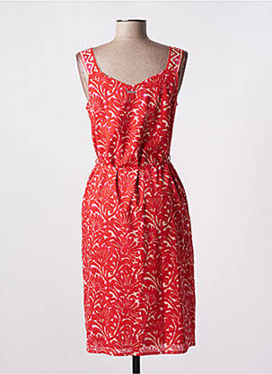 Robe mi-longue imprimé fleurs fines bretelles rouge AGATHE & LOUISE femme