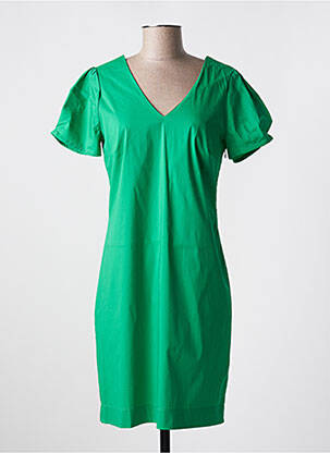 Robe mi-longue manches courtes manches courtes vert MALOKA femme
