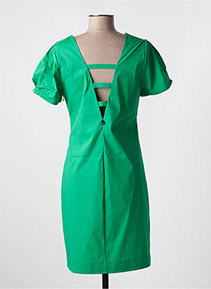 Robe mi-longue manches courtes manches courtes vert MALOKA femme