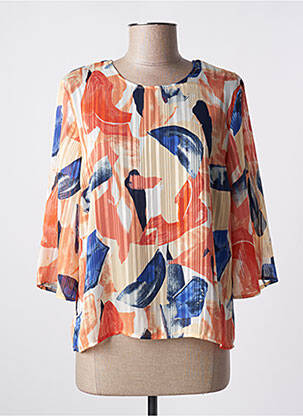 Blouse imprimé fantaisie manches 3/4 orange BRANDTEX femme