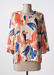Blouse imprimé fantaisie manches 3/4 orange BRANDTEX femme