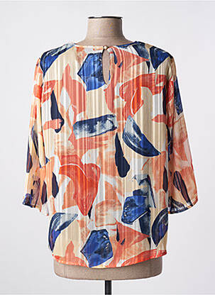 Blouse imprimé fantaisie manches 3/4 orange BRANDTEX femme