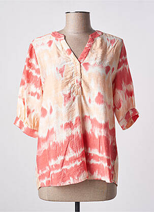 Blouse poignets boutonnés avec fente manches 3/4 orange BRANDTEX femme