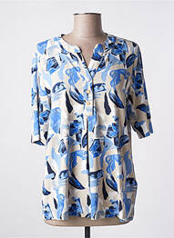 T-shirt manches mi-longues manches courtes bleu BRANDTEX femme