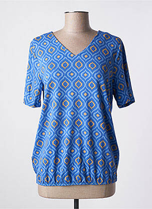 T-shirt col v manches courtes bleu BRANDTEX femme