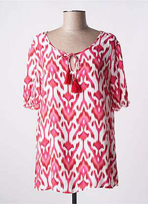Blouse imprimé fantaisie manches courtes rose YEST femme