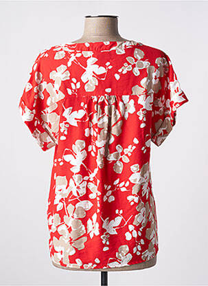 Blouse imprimé fleurs manches courtes rouge BRANDTEX femme