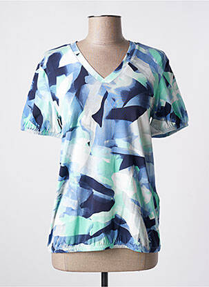 T-shirt imprimé fantaisie manches courtes bleu BRANDTEX femme