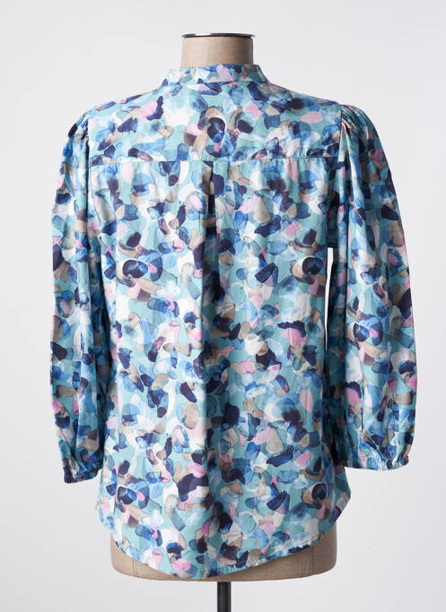 Blouse tissage popeline manches 3/4 bleu BRANDTEX femme