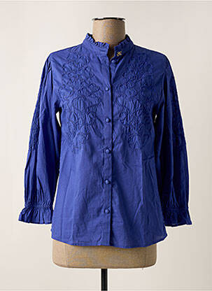 Chemisier coupe droite manches longues bleu FABIENNE CHAPOT femme